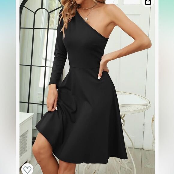 Host Pick-NWT Sarin Matthews One Shoulder Long Sleeve Black Dress - Small - Picture 12 of 12